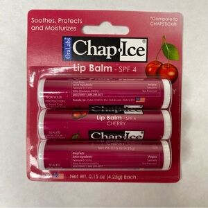 Chap Ice Lip Balm SPF 4 Cherry by Oral Labs 3 Pack